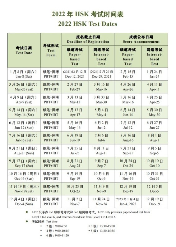 2022 HSK Test Dates Latest News Beijing Language and Cultural